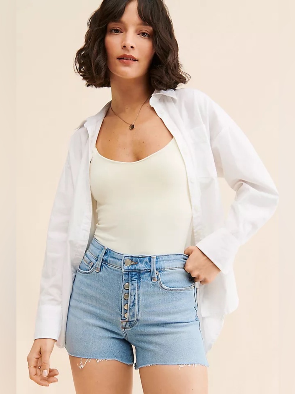 Good American Bombshell Cutoff Denim Shorts — Indigo